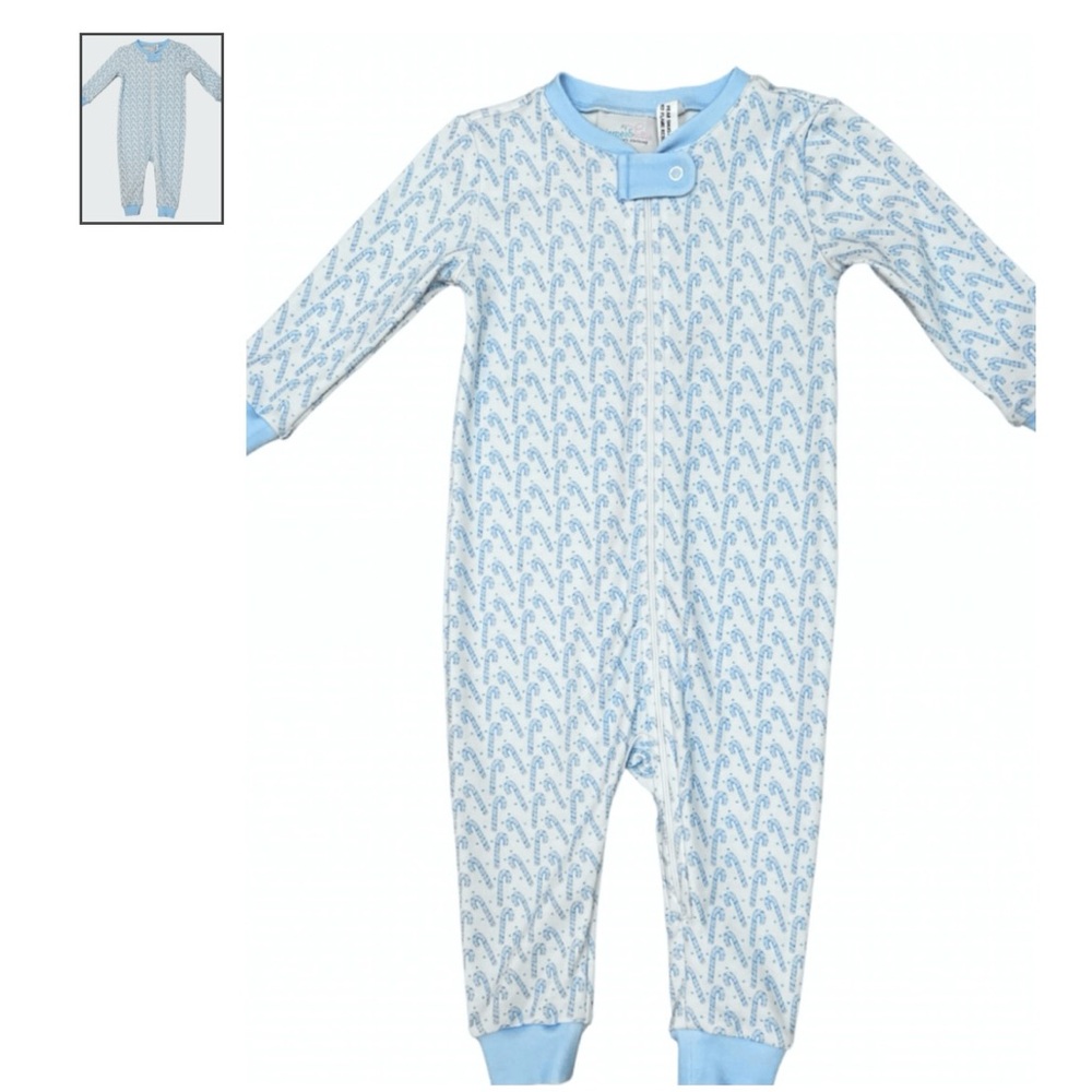 James & Lottie Jammie’s Pajamas set in blue candy canes 18m
